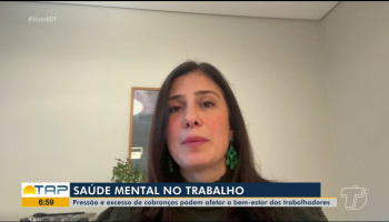 Psicóloga Beatriz Alaga Pini fala sobre saúde mental no trabalho em reportagem do Bom Dia Tapajós